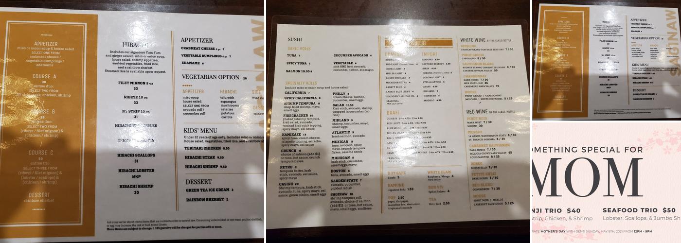 Genji Saginaw Menu