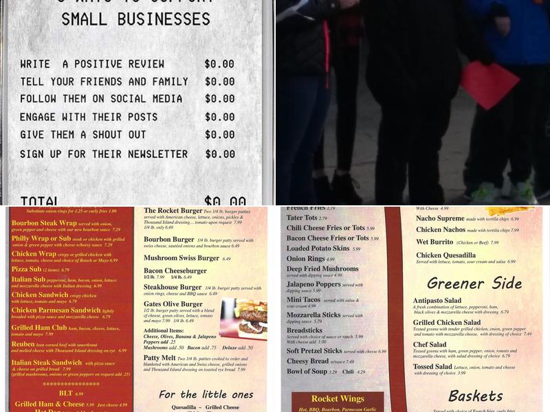 Rocket Bowling Bar & Grill Menu