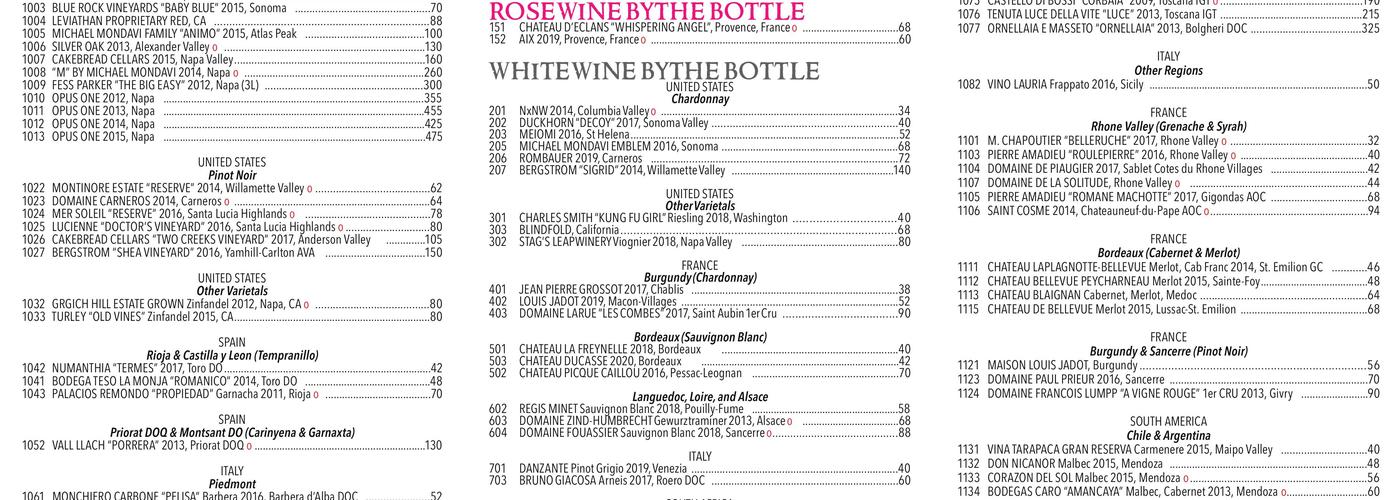 Rouge Restaurant Menu