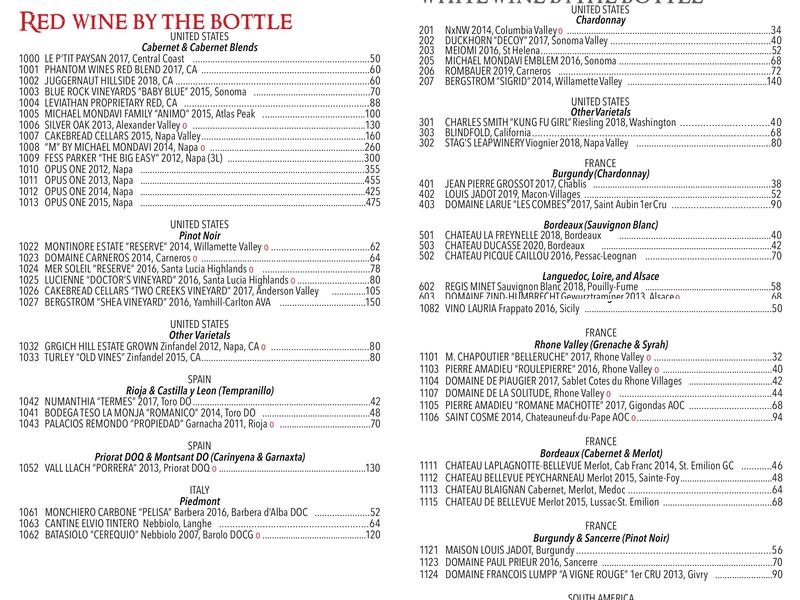 Rouge Restaurant Menu