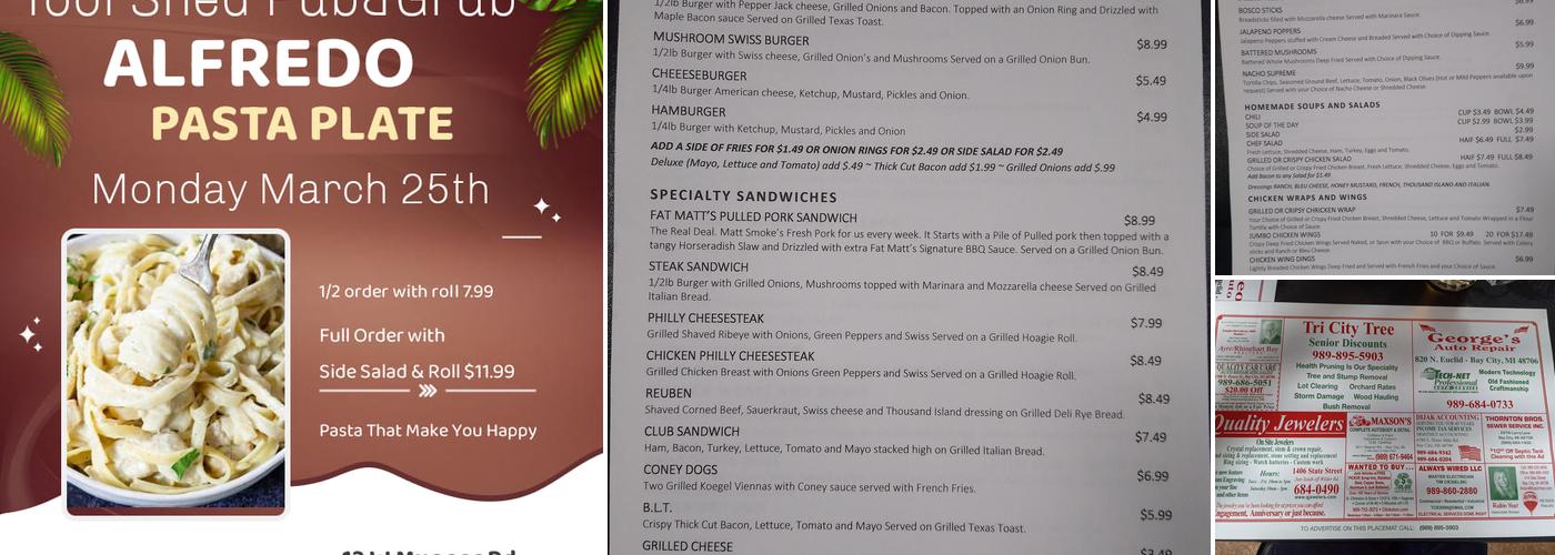 The Tool Shed Pub & Grub Menu