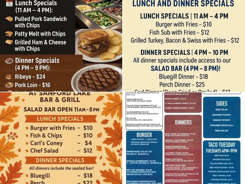 Sanford Lake Bar & Grill Menu