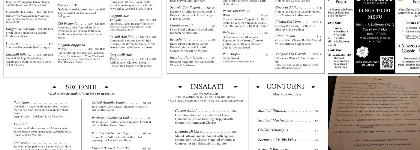 Mazzeo's Ristorante Menu