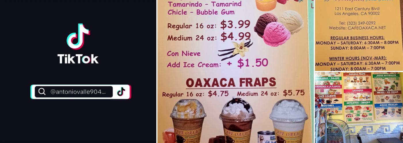 Cafe Oaxaca Menu