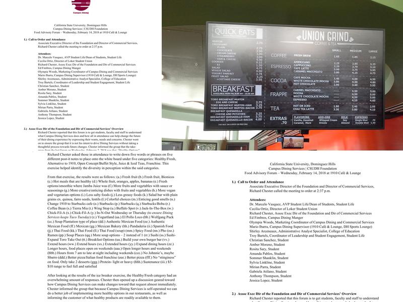 Union Grind Menu