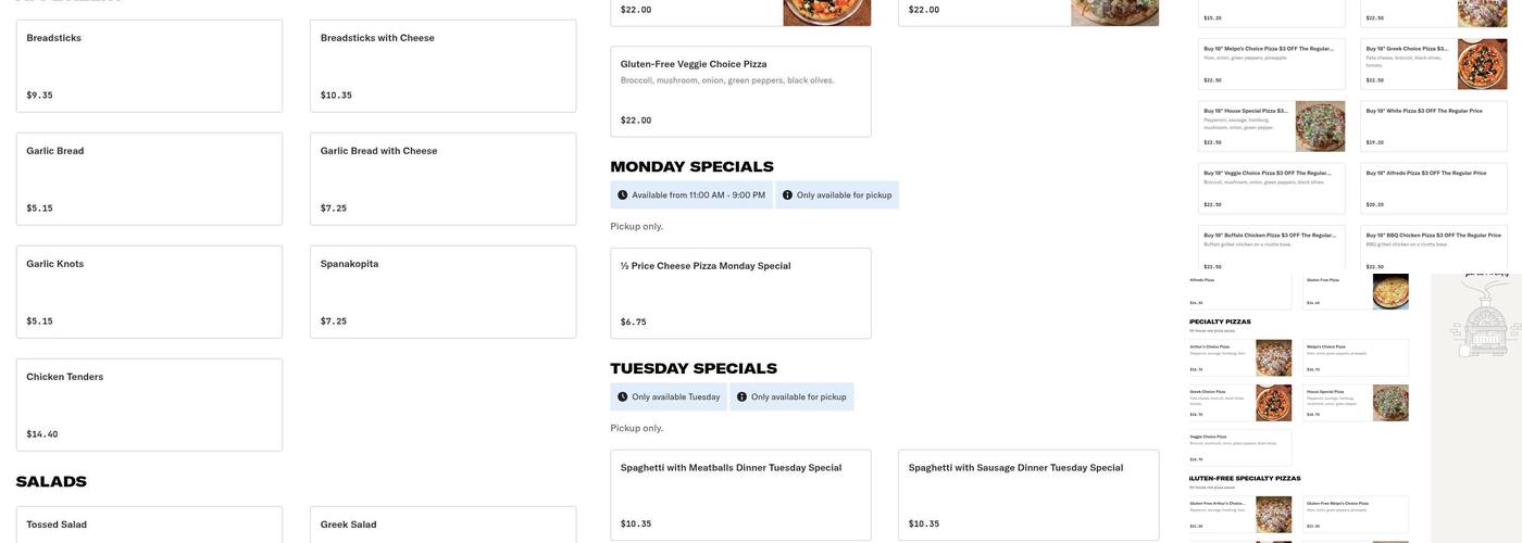 Bennington Pizza House Menu