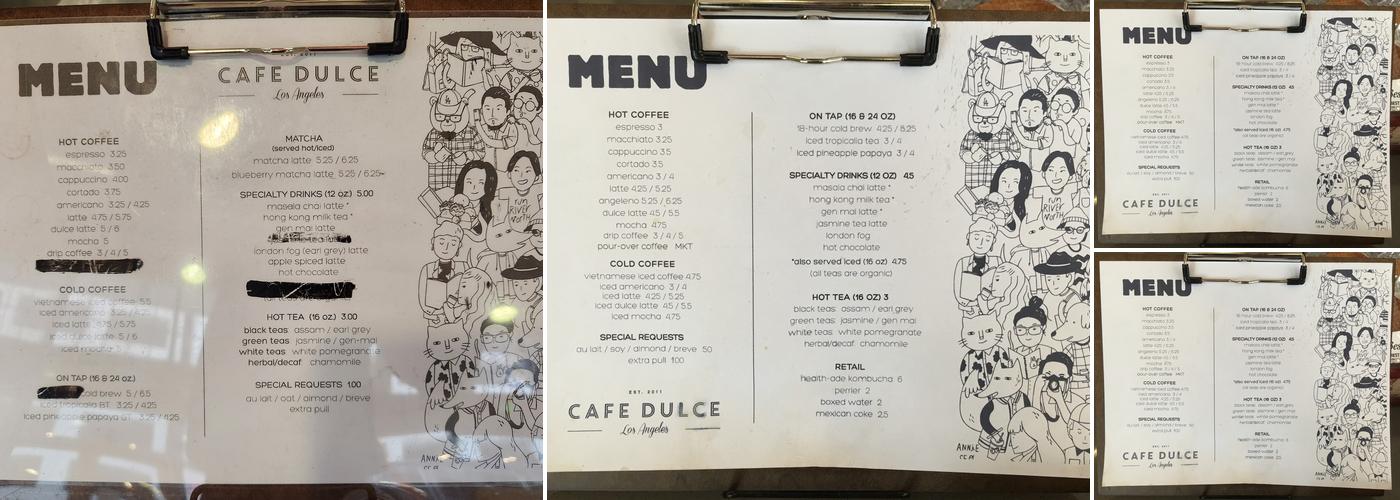 Cafe Dulce Menu