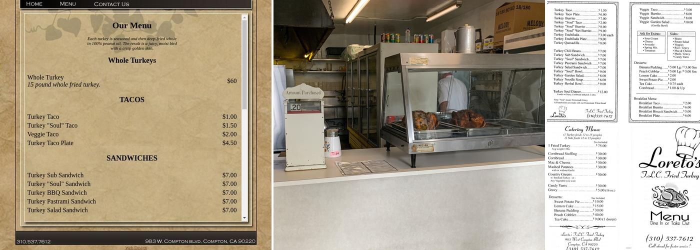 Loreto's Fried Turkey Menu