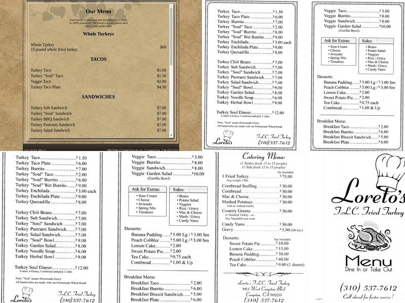 Loreto's Fried Turkey Menu
