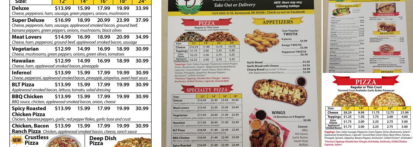 Daniele's Pizzeria Menu