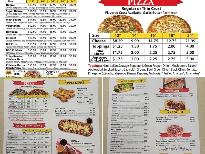 Daniele's Pizzeria Menu