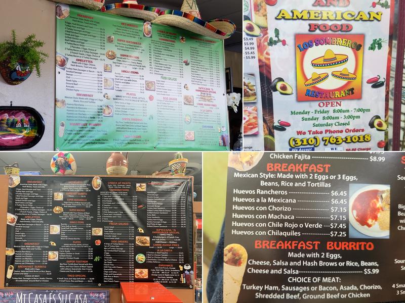 Los Sombreros Restaurant Menu