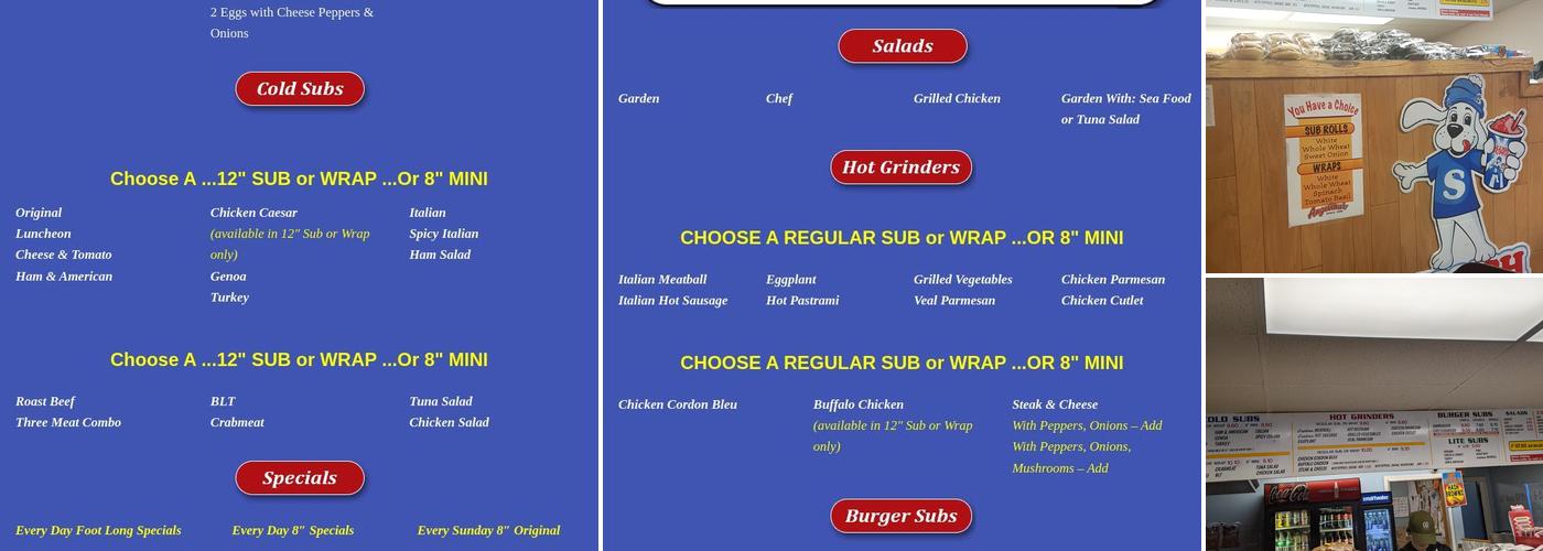 Angelina's Sub Shop Menu