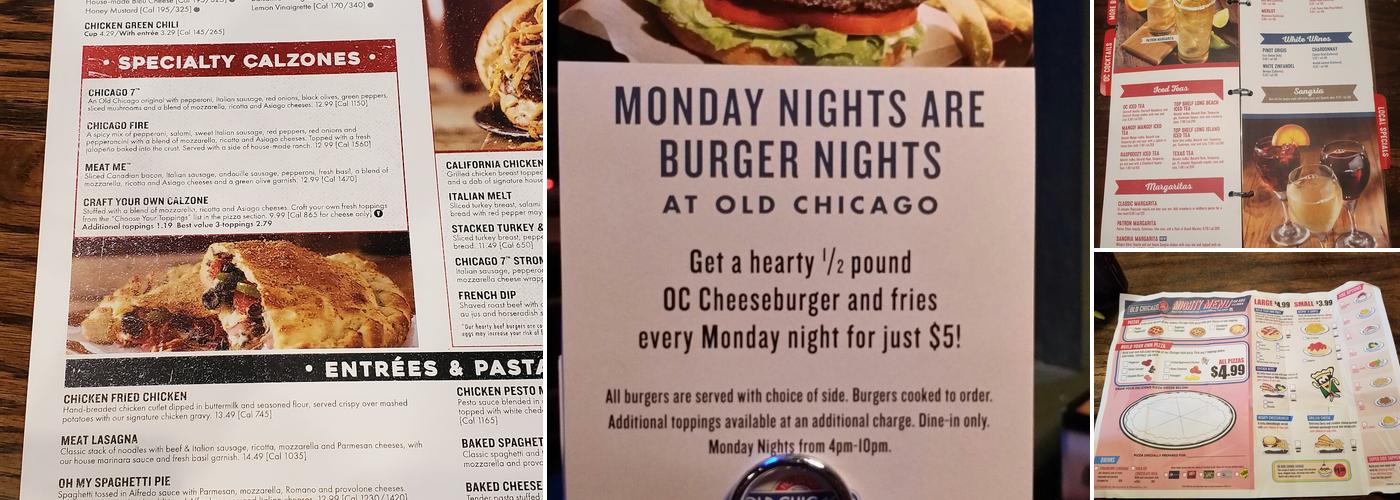 Old Chicago Menu