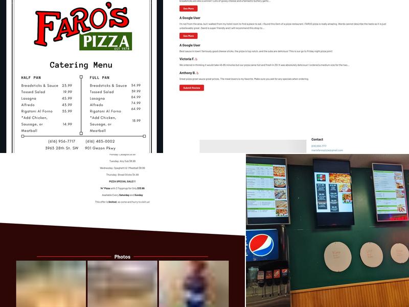 Faro's Pizza Menu