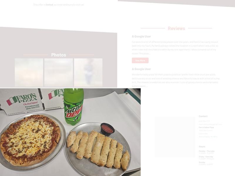 Faro's Pizza Menu