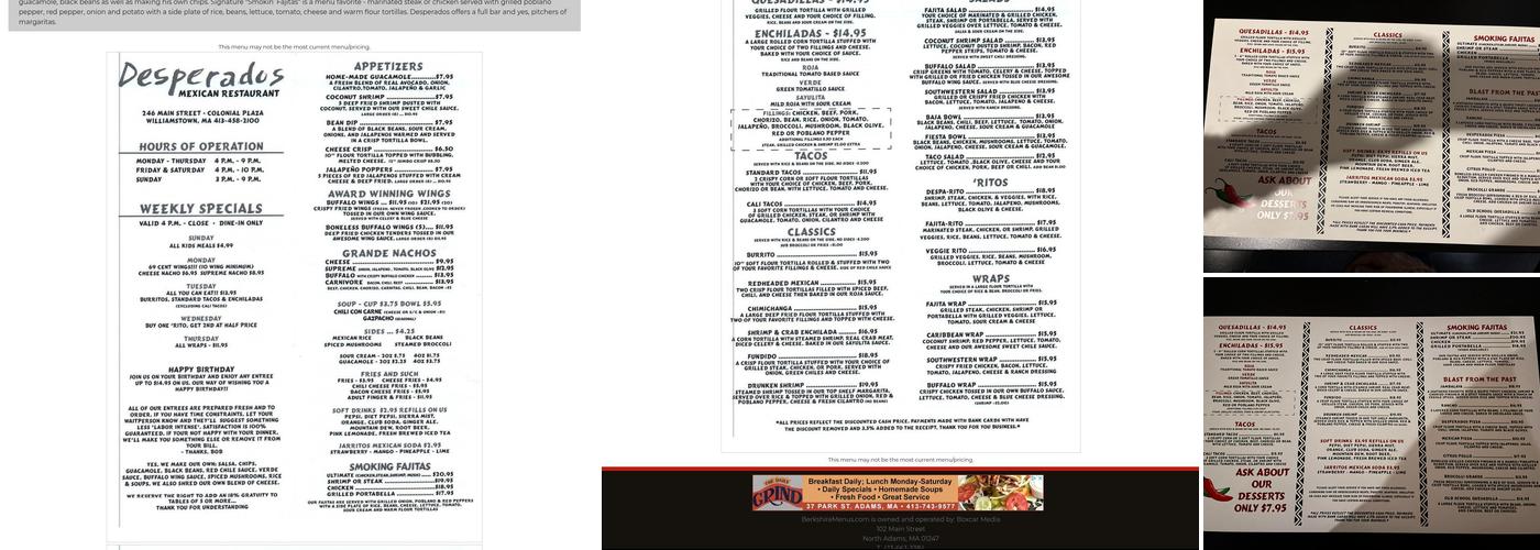 Desperados Menu