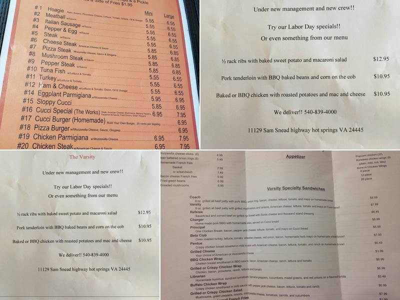 Cucci's At the Varsity Menu