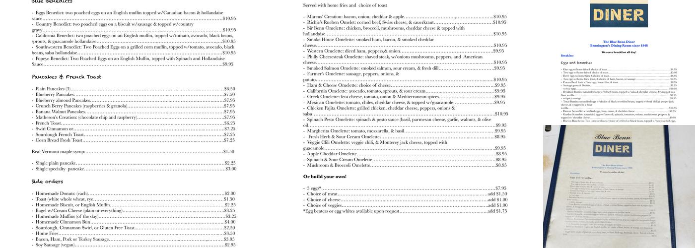 Blue Benn Menu