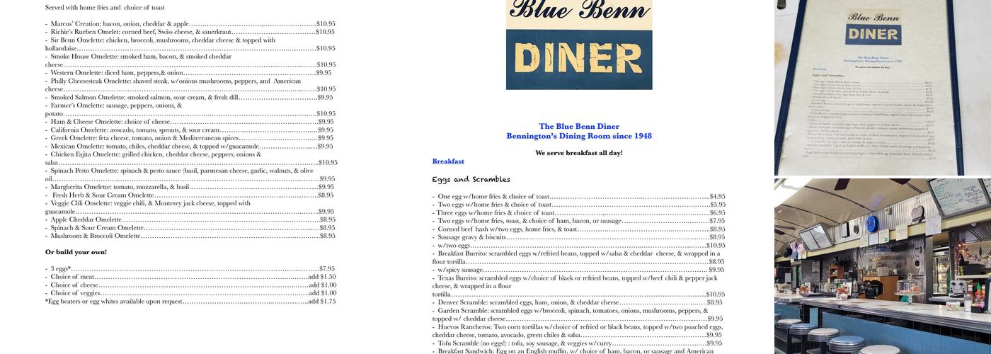 Blue Benn Menu