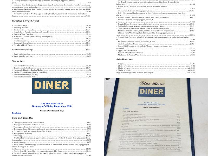 Blue Benn Menu