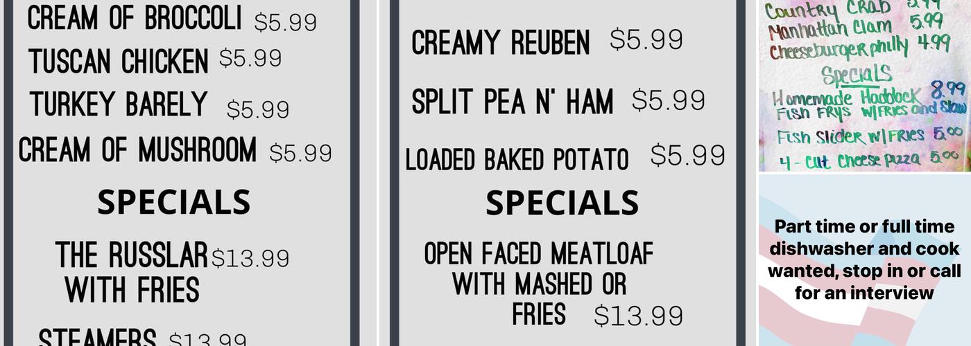 Samson's Bar & Restaurant Menu