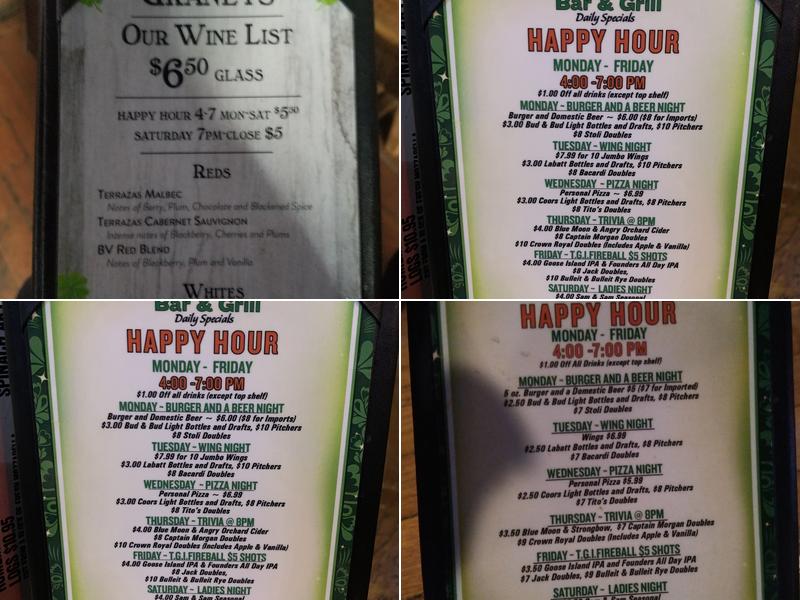 Graney's Bar & Grill Menu