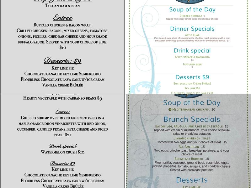 Avondale Center Menu