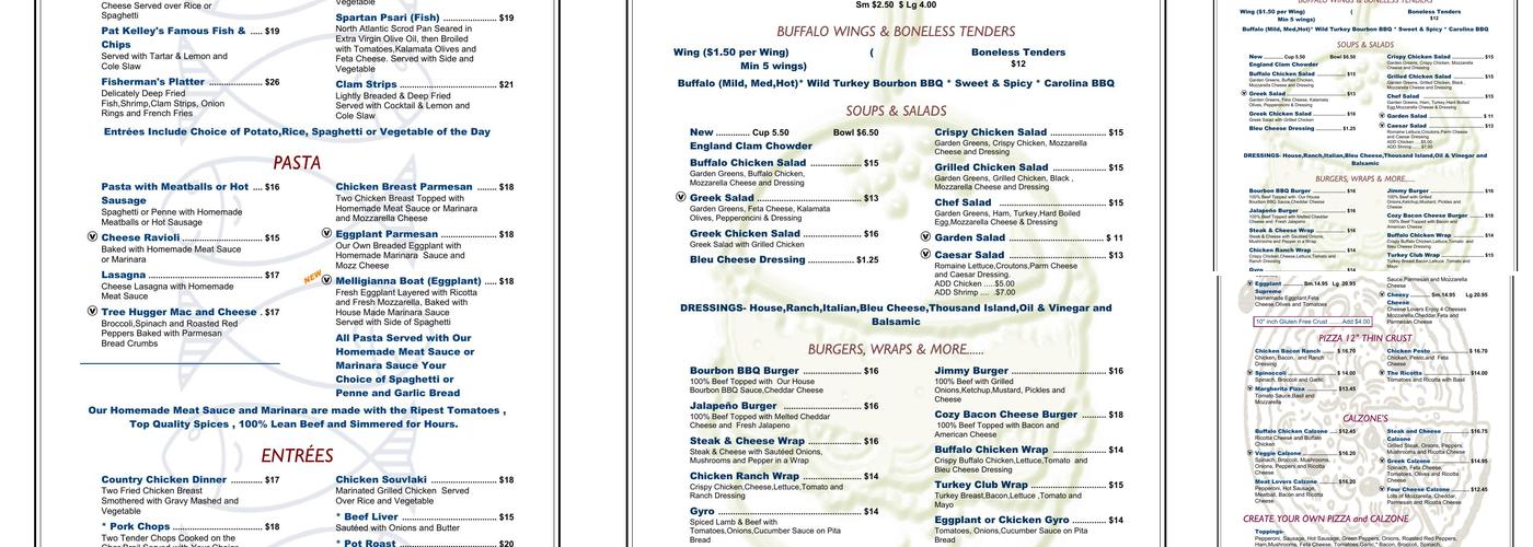 Cozy Corner Restaurant Menu