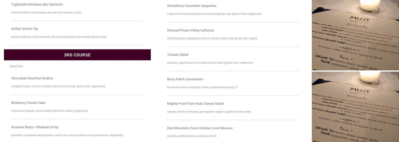 Mezze Bistro + Bar Menu