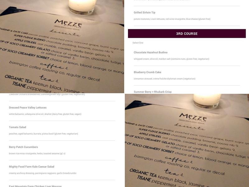 Mezze Bistro + Bar Menu