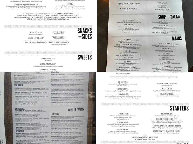 PUBLIC eat+drink Menu