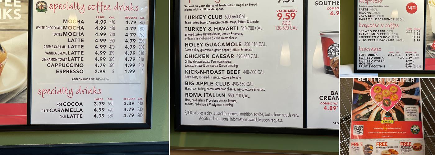 Big Apple Bagels Menu