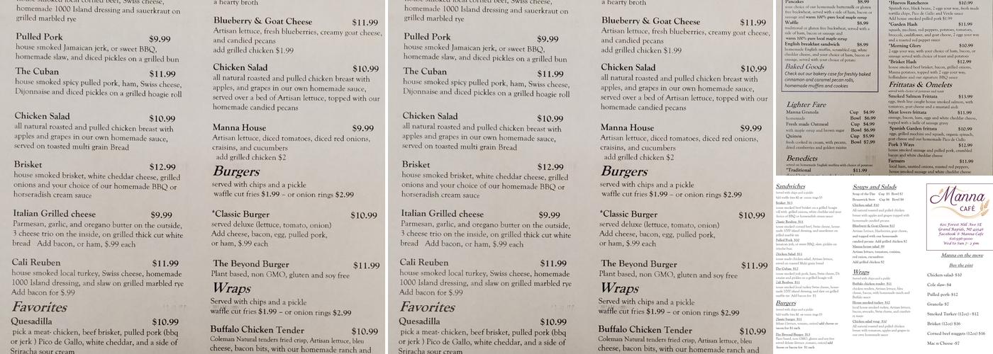 Manna Cafe Menu