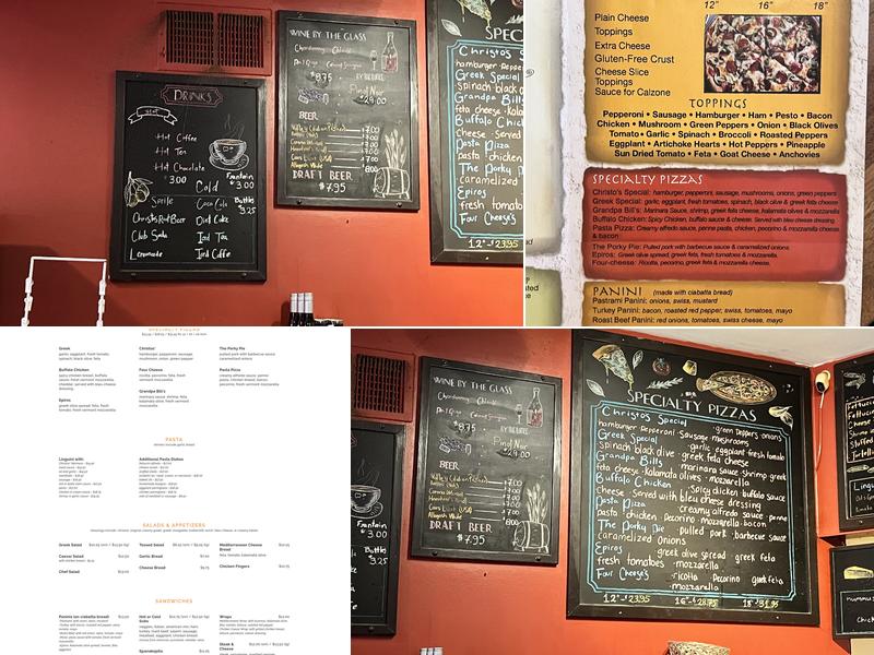 Christos' Pizza and Pasta Menu