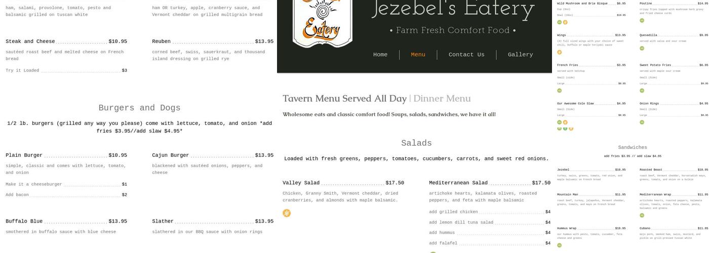 Jezebel's Eatery Menu
