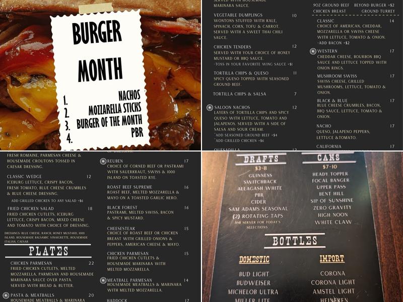 Valley View Saloon Menu