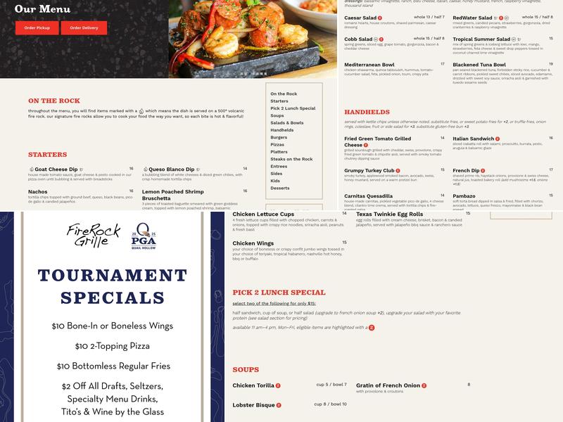 FireRock Grille Menu
