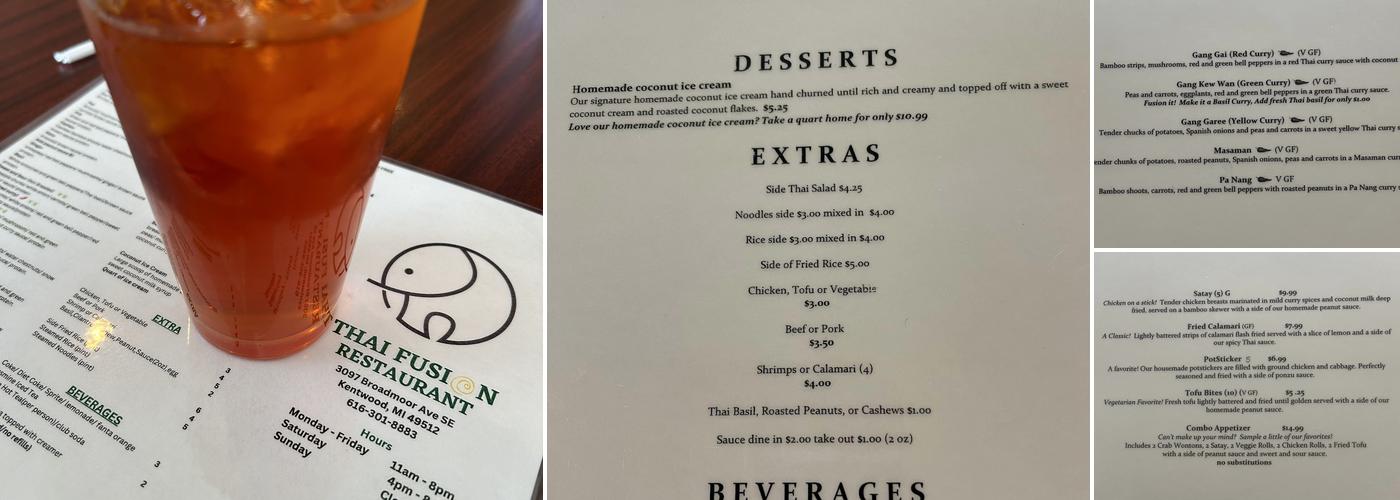 Thai Fusion Menu