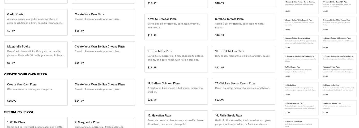 Ipek's La Bella Pizza Menu