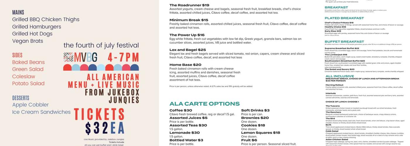 MountainView at SaddleBrooke Two Menu