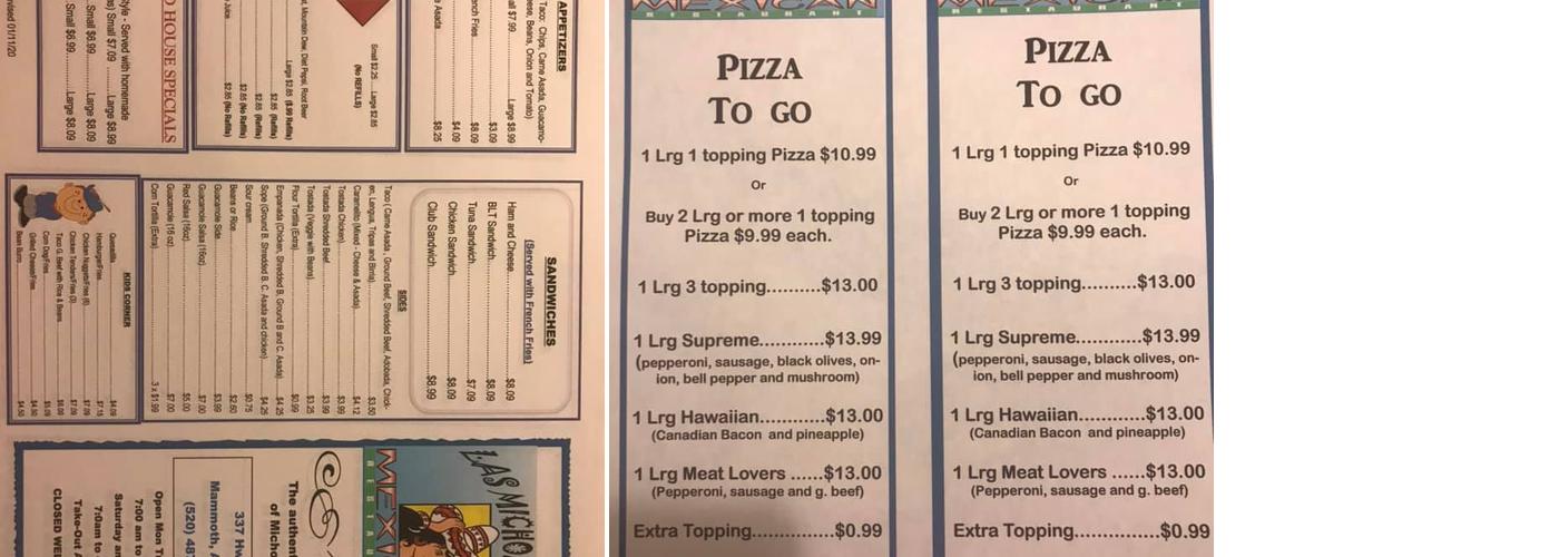 Las Michoacanas Mexican Restaurant Menu