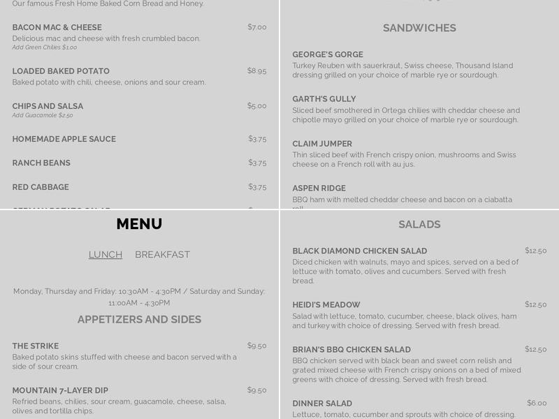 Iron Door Menu