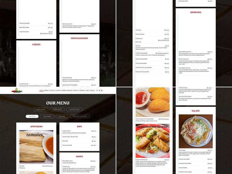 Salsa Latina Menu