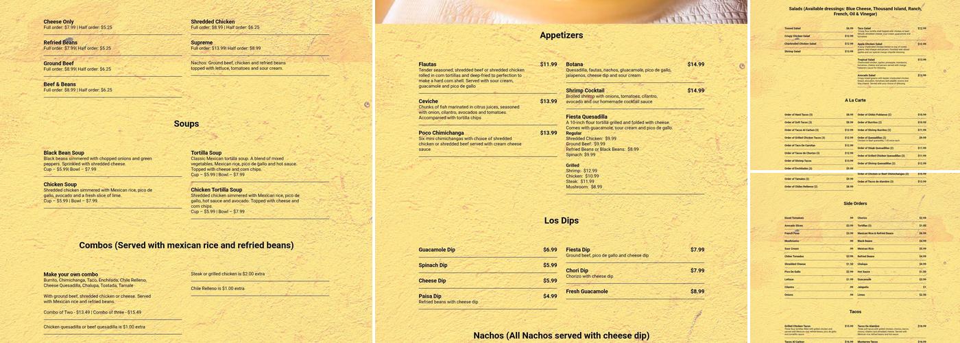 La Fiesta Menu