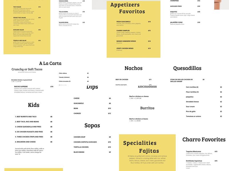 El Charro Menu