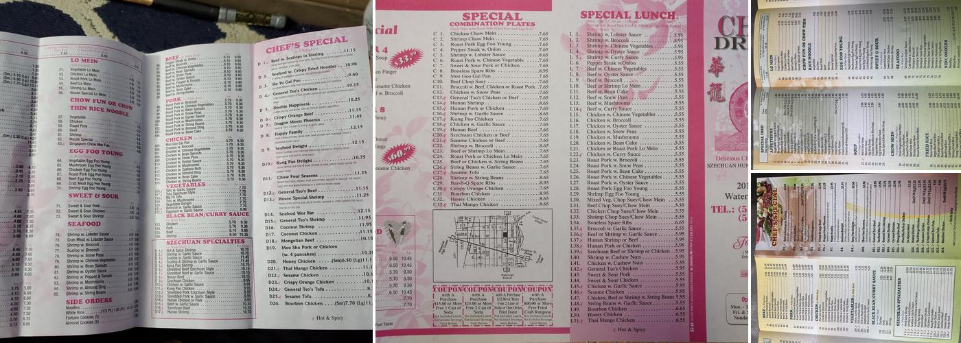 China Dragon Menu