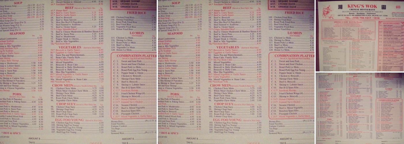 Kings Wok Menu