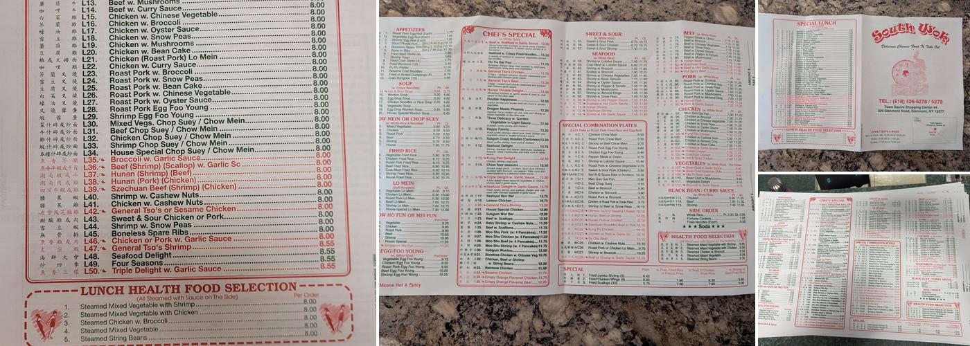 Southwok Menu
