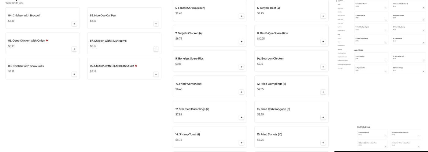 New No.1 Chinese Restaurant Menu